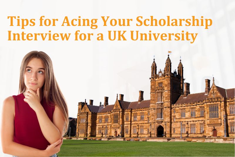 A young woman thoughtfully looking to the side, with a historic UK university building in the background
